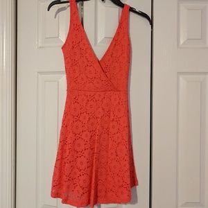 Coral flower lace dress